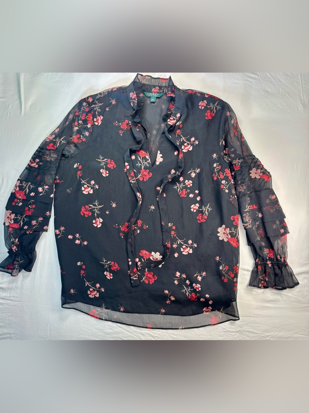 Lauren Ralph Lauren Black Floral Blouse - 1X